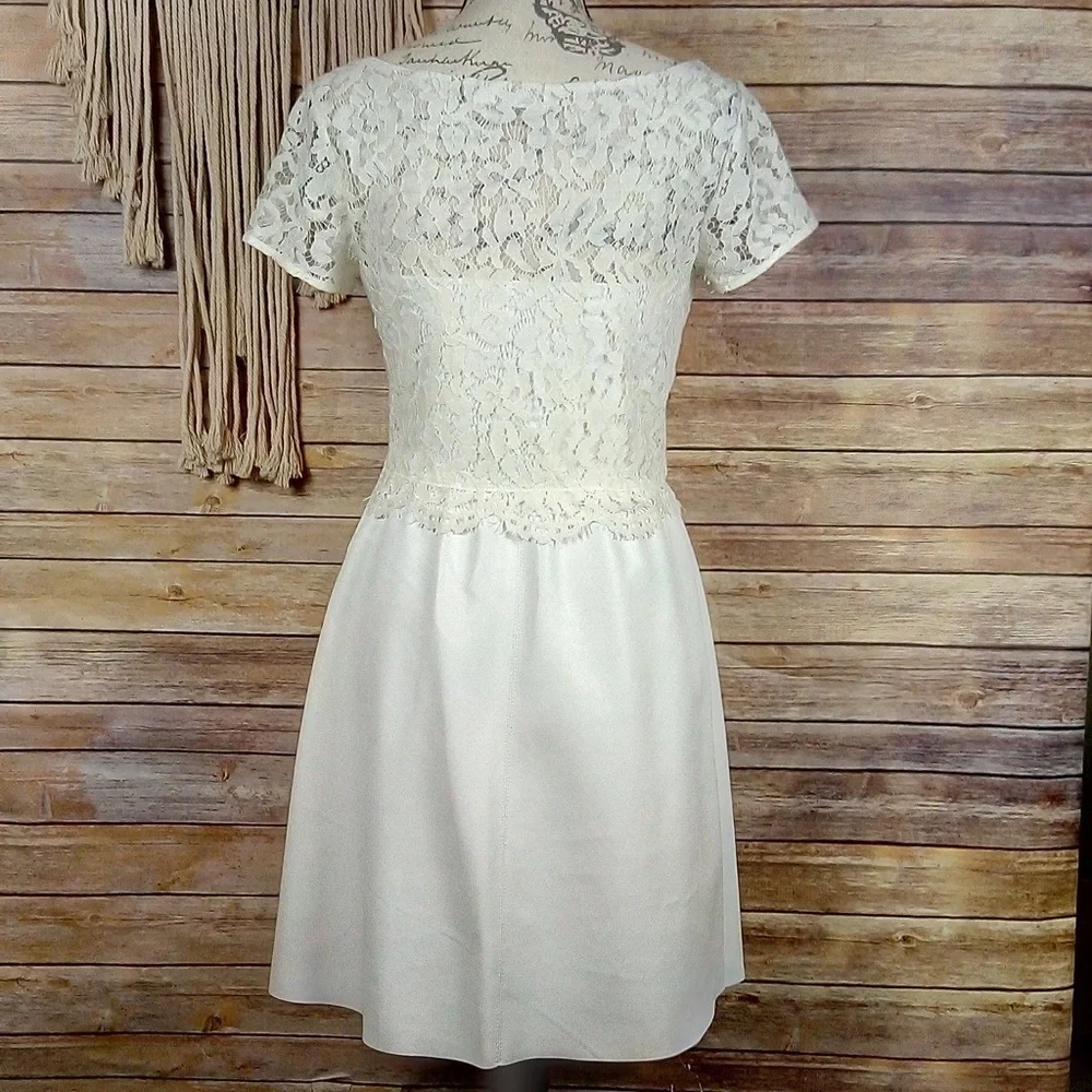 Revolve | Bailey 44 ‘Starry Sky’ White Lace Illusion Faux Leather Mini Dress - Picture 5 of 8